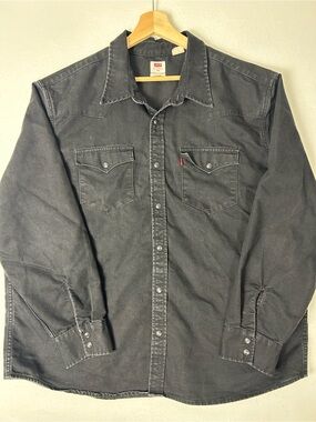 Levi's Men's Faded Black Western snap Button-Down Shirt XXL